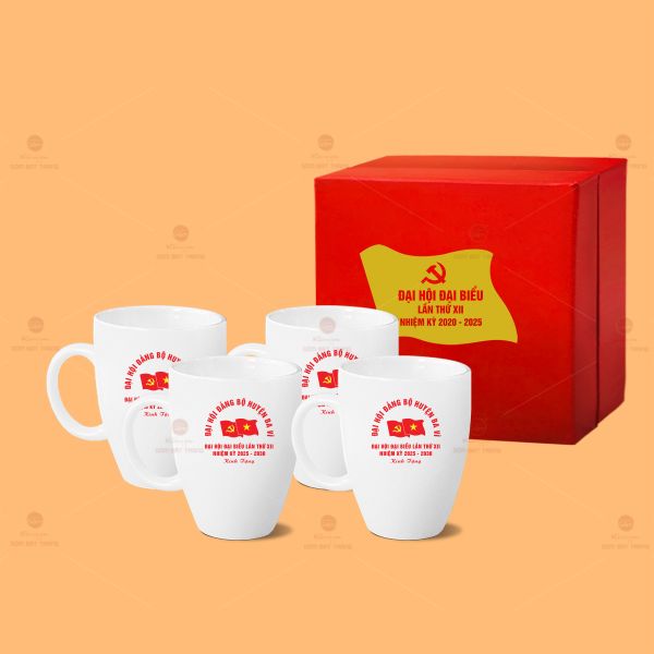 Bộ Ly Trụ Bầu Quai C Men Trắng