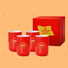 Bộ Ly Trụ Trơn Men Đỏ