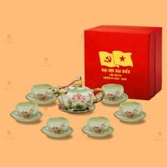 Bộ Trà Dáng Trâu Vẽ Sen Đỏ