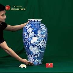 Mai Bình Cửu Ngư Chầu Nguyệt Lam Ngọc Bình An