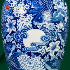 Mai Bình Cửu Ngư Chầu Nguyệt Lam Ngọc Bình An