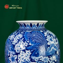 Mai Bình Cửu Ngư Chầu Nguyệt Lam Ngọc Bình An