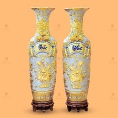 Lộc Bình Phúc Đức Men Rạn Đắp Nổi Dát Vàng
