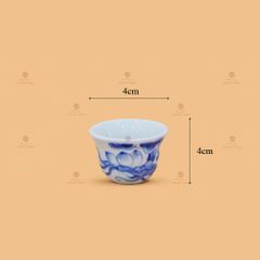 Chén Trà Lẻ Men Lam Họa Tiết Hoa Sen