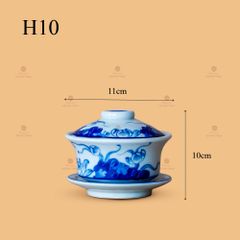 Bát Sâm Thờ Men Lam Họa Tiết Hoa Sen