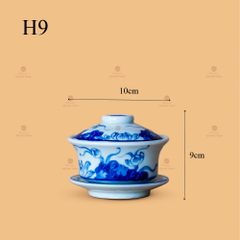Bát Sâm Thờ Men Lam Họa Tiết Hoa Sen