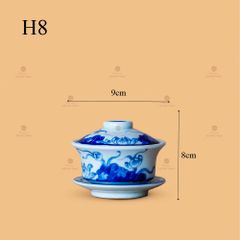 Bát Sâm Thờ Men Lam Họa Tiết Hoa Sen