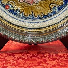 Đĩa Trưng Bày Đắp Nổi Vẽ Màu Hoa Sen