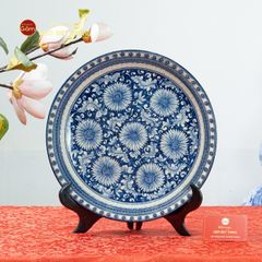 Đĩa Trưng Bày Men Xanh Bách Hoa Phú Quý