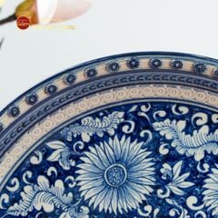 Đĩa Trưng Bày Men Xanh Bách Hoa Phú Quý
