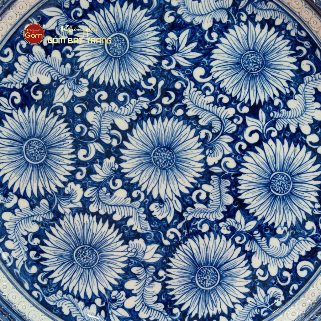 Đĩa Trưng Bày Men Xanh Bách Hoa Phú Quý