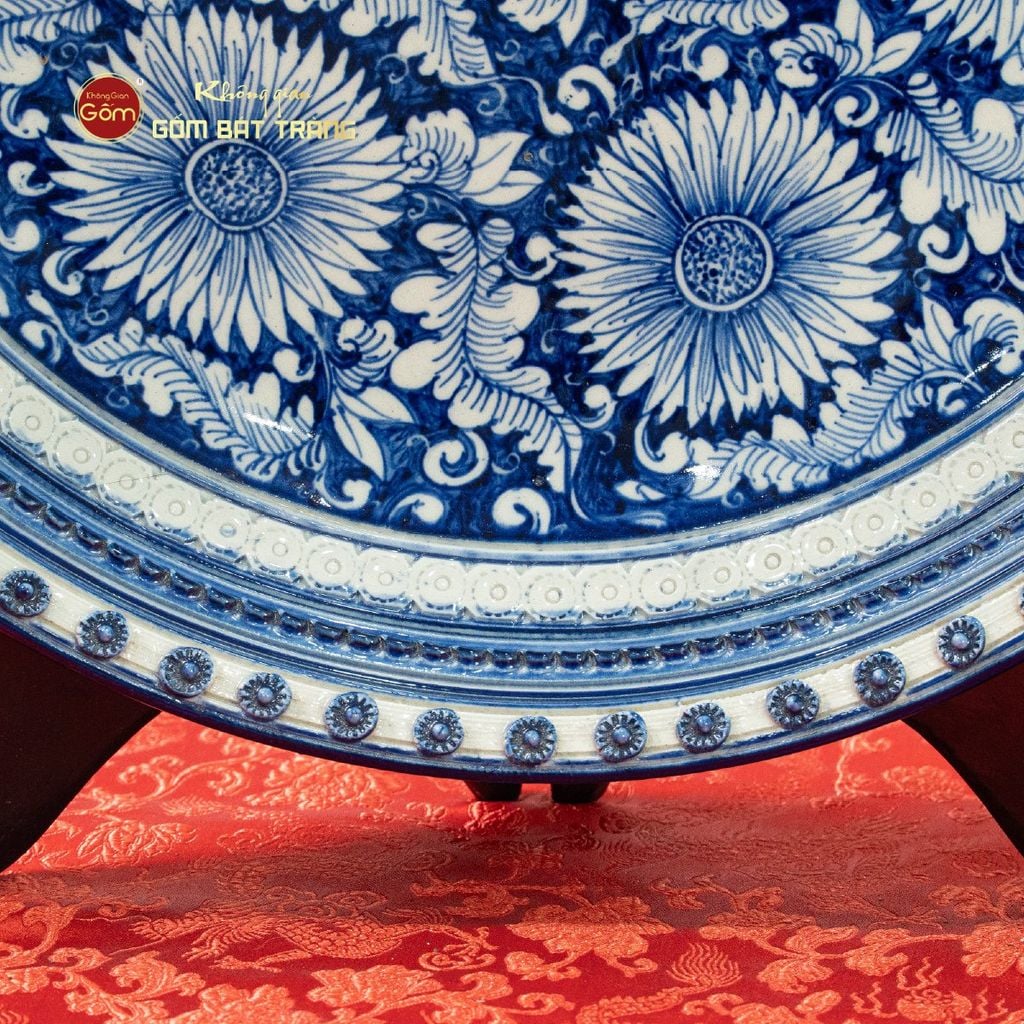 Đĩa Trưng Bày Men Xanh Bách Hoa Phú Quý