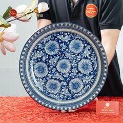 Đĩa Trưng Bày Men Xanh Bách Hoa Phú Quý