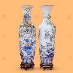 Lộc Bình Phúc Lộc Thọ Men Rạn Đắp Nổi