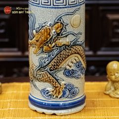 Ống Hương Men Rạn Nổi Họa Tiết Rồng Chầu Nhật