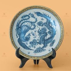 Đĩa Long Phụng Trình Tường Men Rạn Bọc Đồng