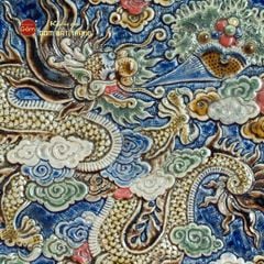 Đĩa Trưng Bày Đắp Nổi Vẽ Màu Cá Chép Hóa Rồng