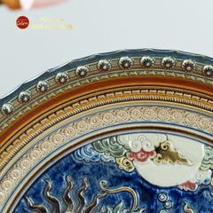 Đĩa Trưng Bày Đắp Nổi Vẽ Màu Cá Chép Hóa Rồng