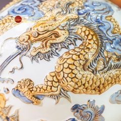 Quả Hút Lộc Cá Chép Hóa Rồng Đắp Nổi Vẽ Vàng