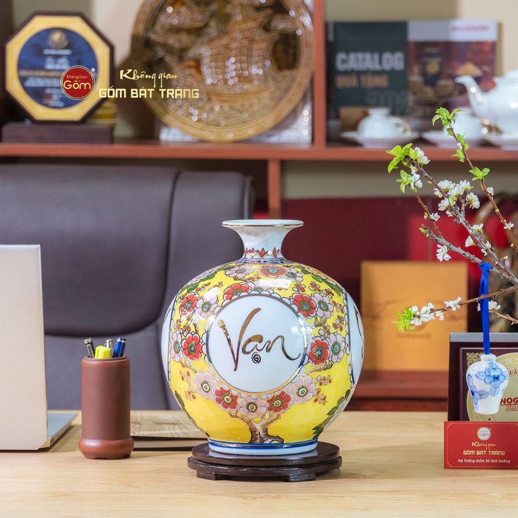 Quả Hút Lộc Hoa Phú Quý Vạn Sự Như Ý Vẽ Vàng