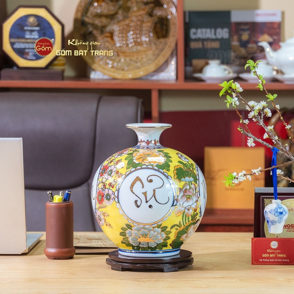 Quả Hút Lộc Hoa Phú Quý Vạn Sự Như Ý Vẽ Vàng