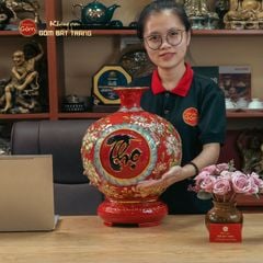 Quả Hút Lộc Men Đỏ Phúc Lộc Thọ Vẽ Vàng