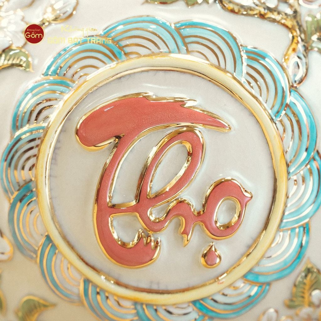 Quả Hút Lộc Men Trắng Rạn Phúc Lộc Thọ Vẽ Vàng