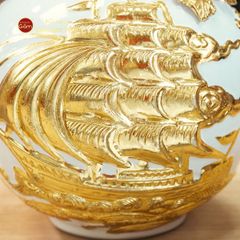 Quả Hút Lộc Men Trắng Thuận Buồm Xuôi Gió Dát Vàng