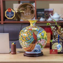 Quả Hút Lộc Men Vàng Chim Công Hoa Mẫu Đơn Vẽ Vàng