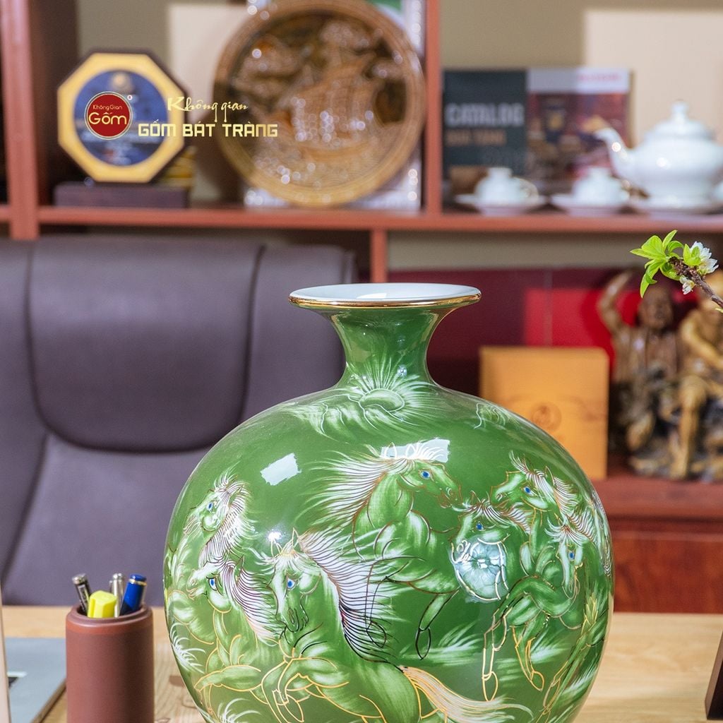 Quả Hút Lộc Men Xanh Mã Đáo Thành Công Vẽ Vàng