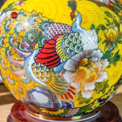 Quả Hút Lộc Nhị Cảnh Men Vàng Thuận Buồm Công Mẫu Đơn Vẽ Vàng