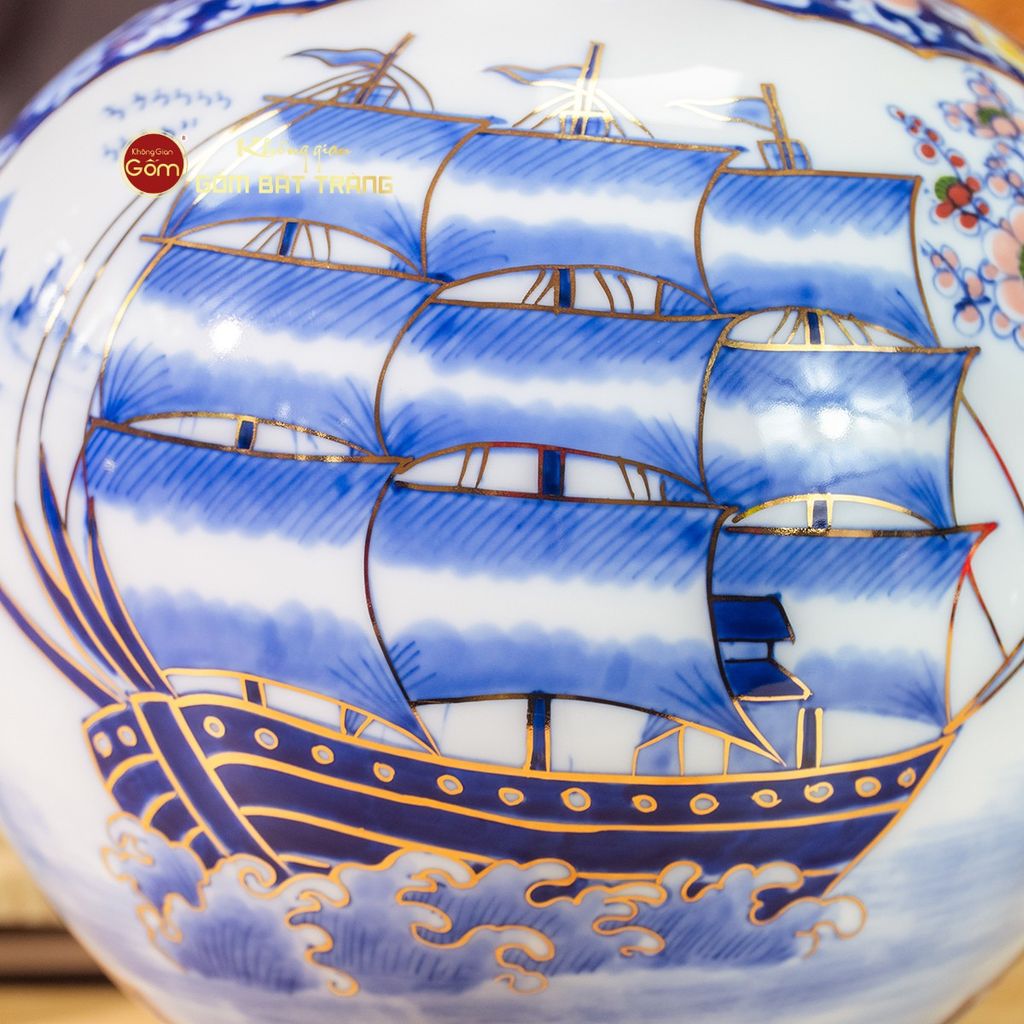 Quả Hút Lộc Nhị Cảnh Én Đào Thuận Buồm Vẽ Vàng