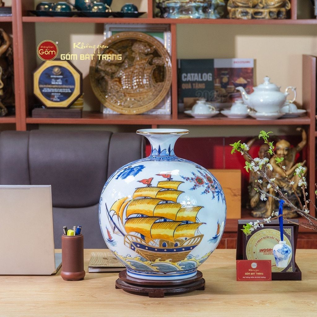 Quả Hút Lộc Nhị Cảnh Mã Đáo Thuận Buồm Vẽ Vàng