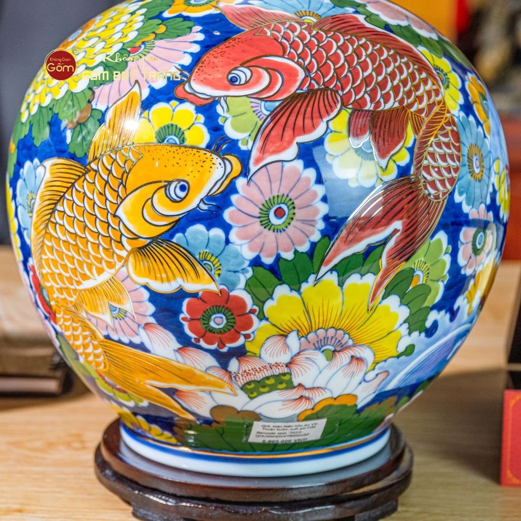 Quả Hút Lộc Nhị Cảnh Niên Niên Hữu Dư Thuận Buồm Vẽ Vàng