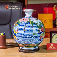 Quả Hút Lộc Nhị Cảnh Niên Niên Hữu Dư Thuận Buồm Vẽ Vàng