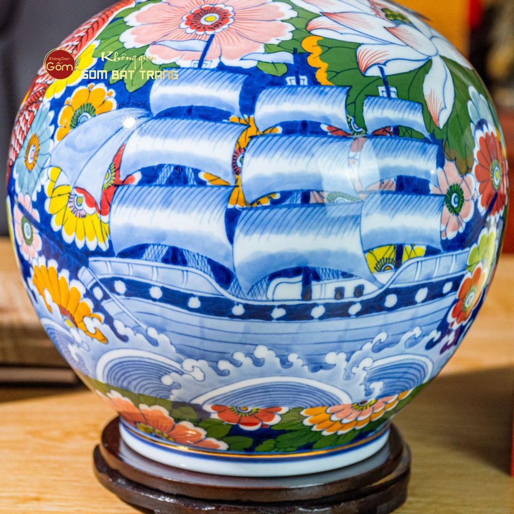 Quả Hút Lộc Nhị Cảnh Niên Niên Hữu Dư Thuận Buồm Vẽ Vàng