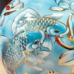 Quả Hút Lộc Niên Niên Hữu Dư Chạm Nổi Vẽ Vàng