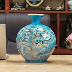 Quả Hút Lộc Niên Niên Hữu Dư Chạm Nổi Vẽ Vàng