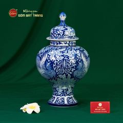 Thạp Song Phụng Ngàn Hoa Vạn Phúc Trường Thọ Lam Ngọc Bình An