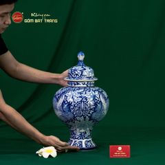 Thạp Song Phụng Ngàn Hoa Vạn Phúc Trường Thọ Lam Ngọc Bình An