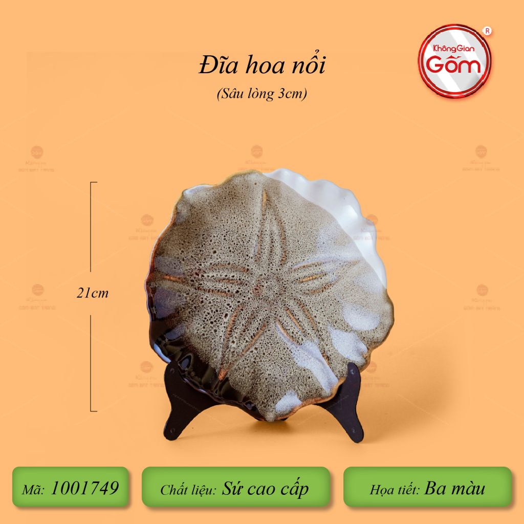 Đĩa Hoa Nổi Ba Màu