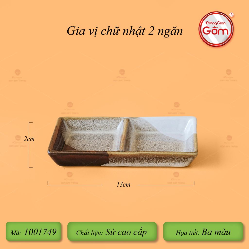 Chén Gia Vị 2 Ngăn Ba Màu
