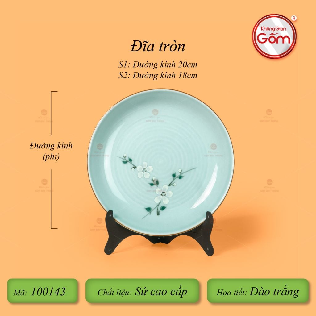 Bộ Bát Đĩa Bát Tràng Men Ngọc Hoa Đào Trắng