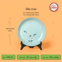 Bộ Bát Đĩa Bát Tràng Men Ngọc Hoa Đào Trắng