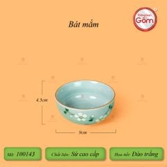 Bát Mắm Men Ngọc Hoa Đào Trắng