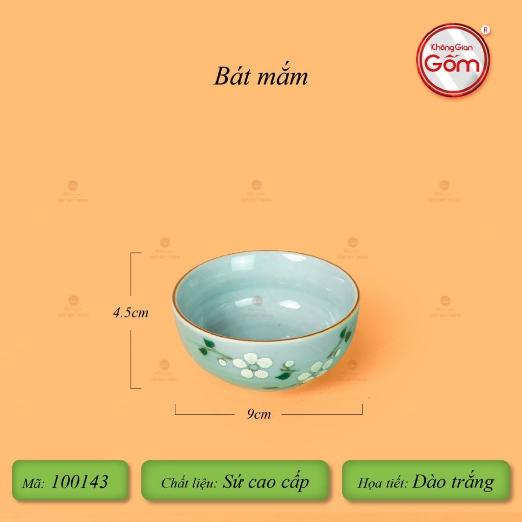 Bộ Bát Đĩa Bát Tràng Men Ngọc Hoa Đào Trắng