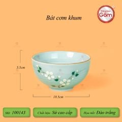 Bát Cơm Men Ngọc Hoa Đào Trắng