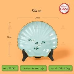 Đĩa Sò Men Ngọc Hoa Đào Trắng