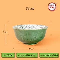 Bộ Bàn Ăn 4 Người (10 món) Men Xanh Ngọc Vẽ Bèo