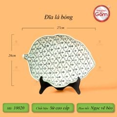Bộ Bát Đĩa Bát Tràng Men Xanh Ngọc Vẽ Bèo